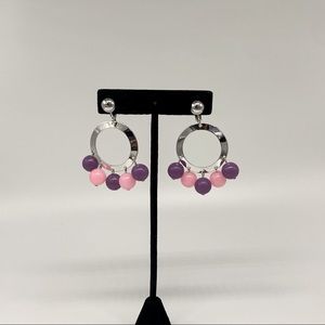 VTG- Sarah Coventry- 1971- Carnival Pink & Purple Cha-Cha Clip Earrings